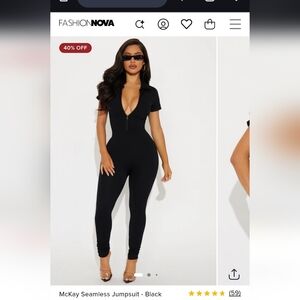 Fashion Nova Black V-Neck Jumpsuit